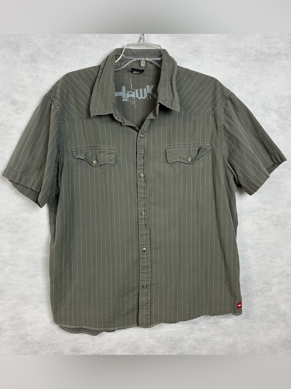 Tony Hawk Snap Up Shirt Mens XL Gray Short Sleeve Western Skater Y2k Flaw